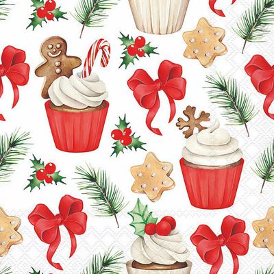 Decoupage Paper Napkins - Christmas/Xmas - Christmas Sweets Red (1 Sheet)