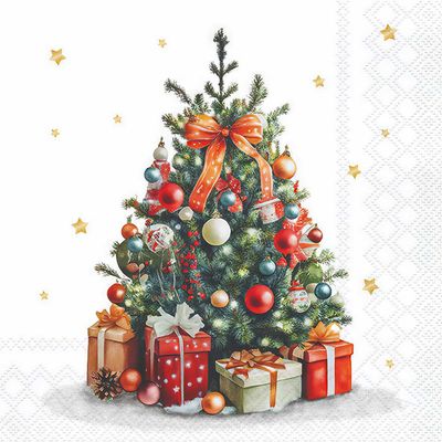 Decoupage Paper Napkins - Christmas/Xmas - Decorated Christmas Tree (1 Sheet)
