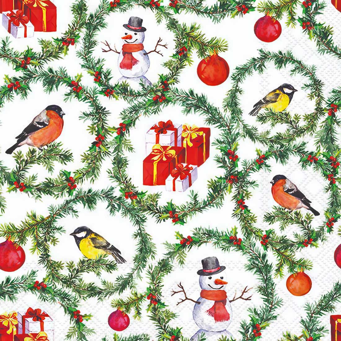 Decoupage Paper Napkins - Christmas/Xmas - Pine Branches Rings (1 Sheet)