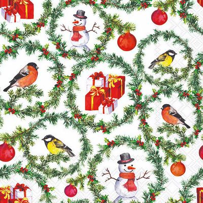 Decoupage Paper Napkins - Christmas/Xmas - Pine Branches Rings (1 Sheet)