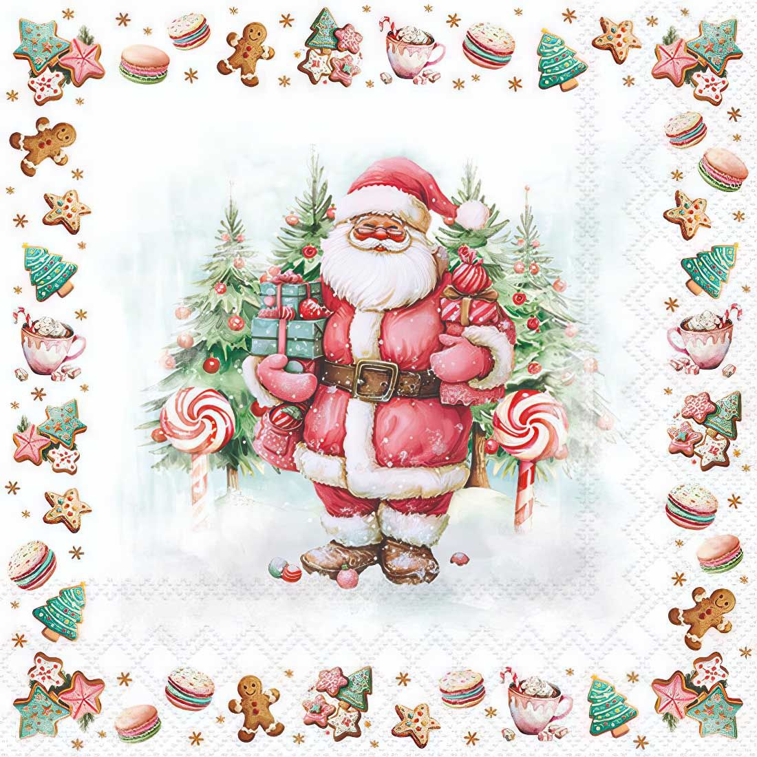 Decoupage Paper Napkins - Christmas/Xmas - Santa Sweets (1 Sheet)
