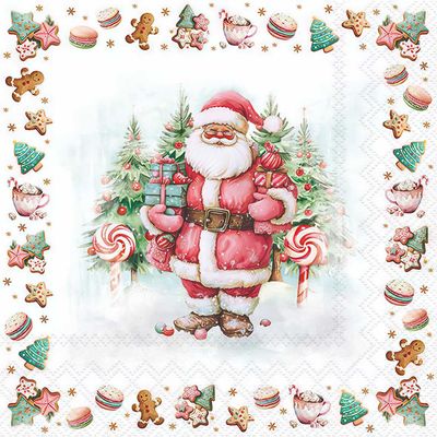 Decoupage Paper Napkins - Christmas/Xmas - Santa Sweets (1 Sheet)