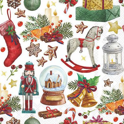 Decoupage Paper Napkins - Christmas/Xmas - Vintage Ornaments (1 Sheet)