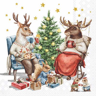 Decoupage Paper Napkins - Christmas/Xmas - Winter Companions (1 Sheet)