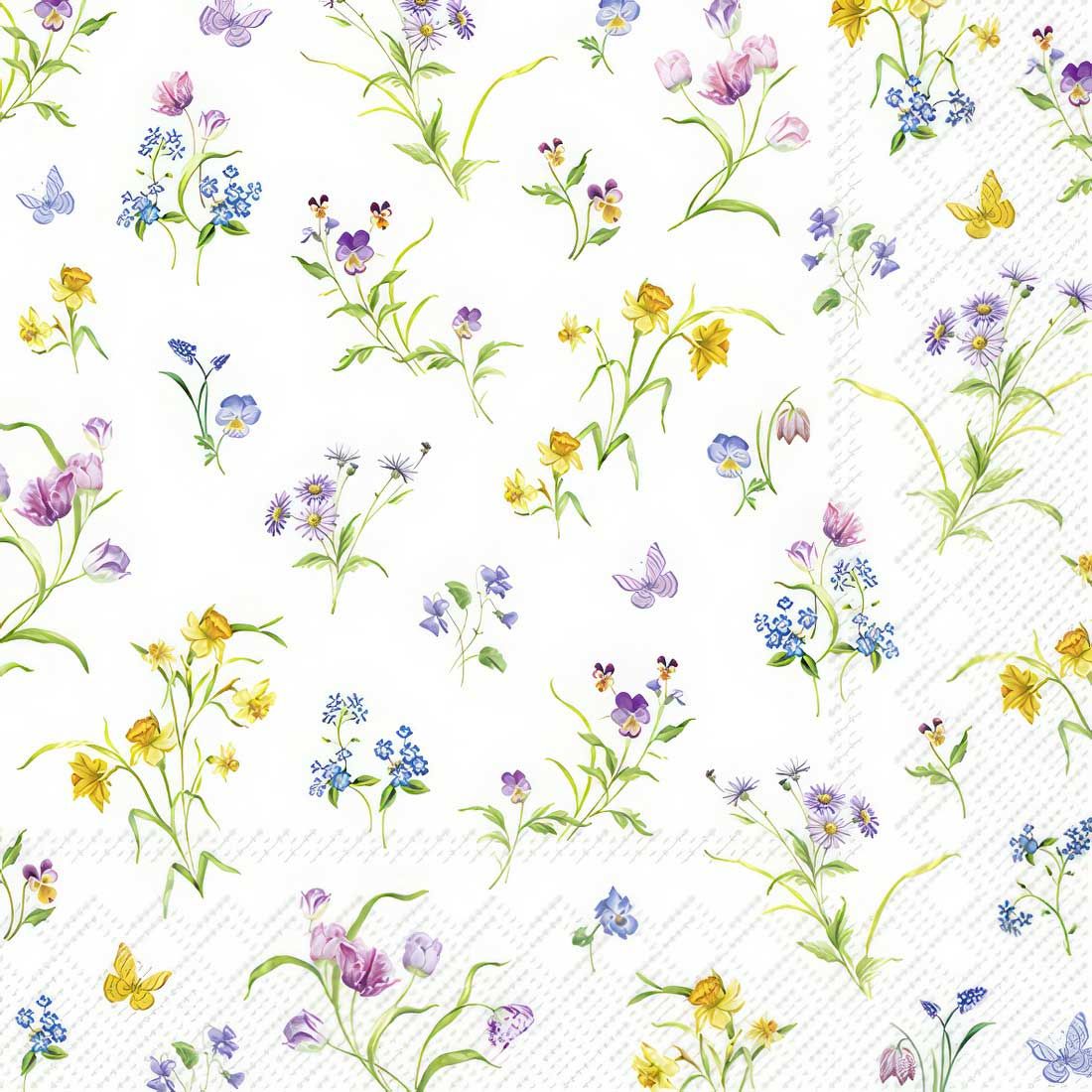 Decoupage Paper Napkins - Floral - Easter Flowers White (1 Sheet)