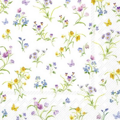 Decoupage Paper Napkins - Floral - Easter Flowers White (1 Sheet)