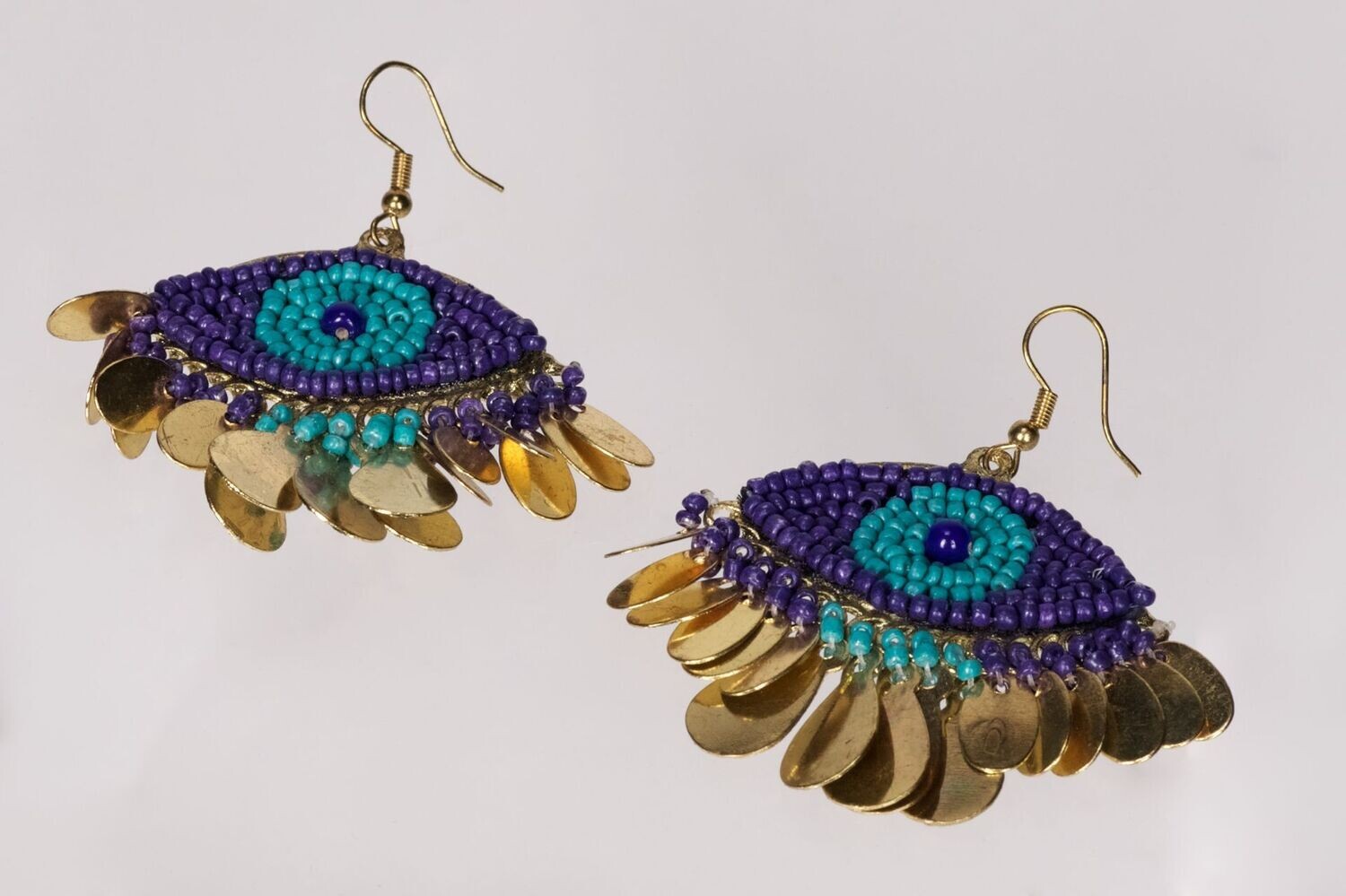 Boucles d'oreilles œil breloque bleu foncé