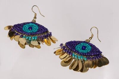 Boucles d'oreilles œil breloque bleu foncé