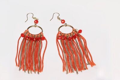 Boucles d'oreilles franges orange