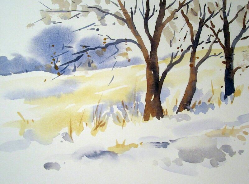 Aquarell, kalter Tag