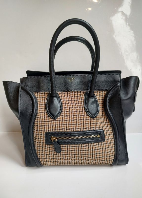 Céline Mini Luggage smooth calfskin Houndstooth bag