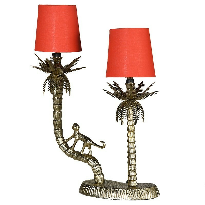 Monkey Tree Lamp with Orange Shades
