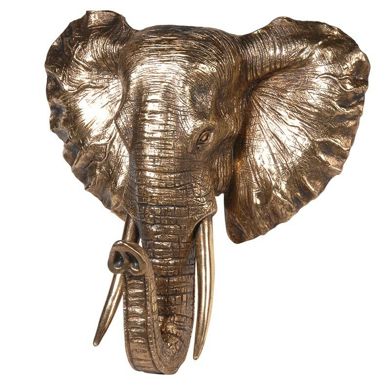 Gold Elephant Head Wall Mount