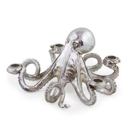 Silver Octopus Candlestick Holder