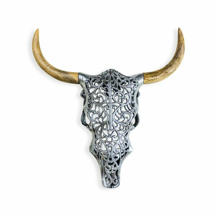 Silver Tribal Bison Head