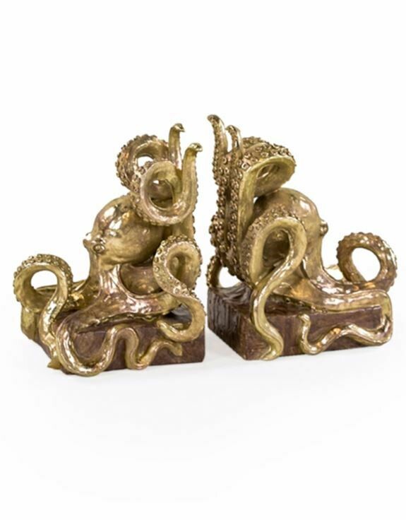 Gold Octopus Bookends