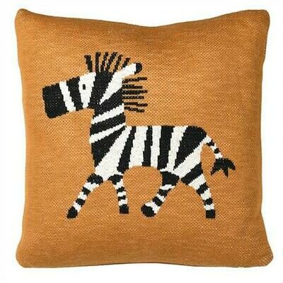 Mustard Cotton Zebra Cushion