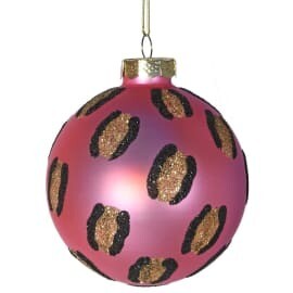 Pink Leopard Glitter Bauble