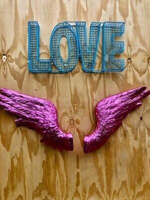 Bespoke Pink Leaf Foil Angel Wings