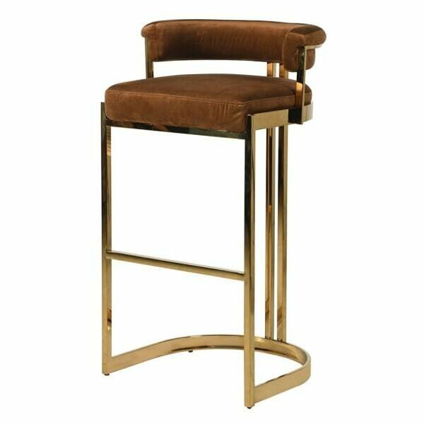 Caramel Deco Velvet Bar Stool