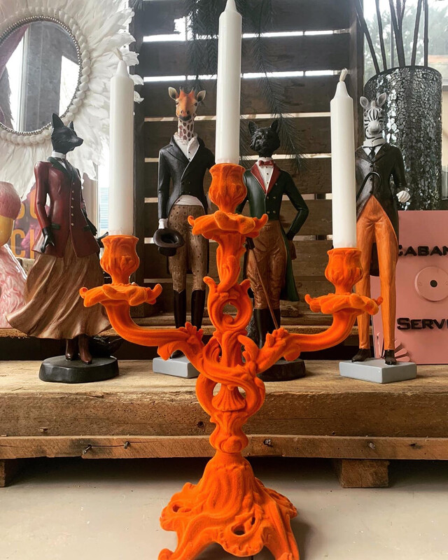 Orange Flock Candelabra