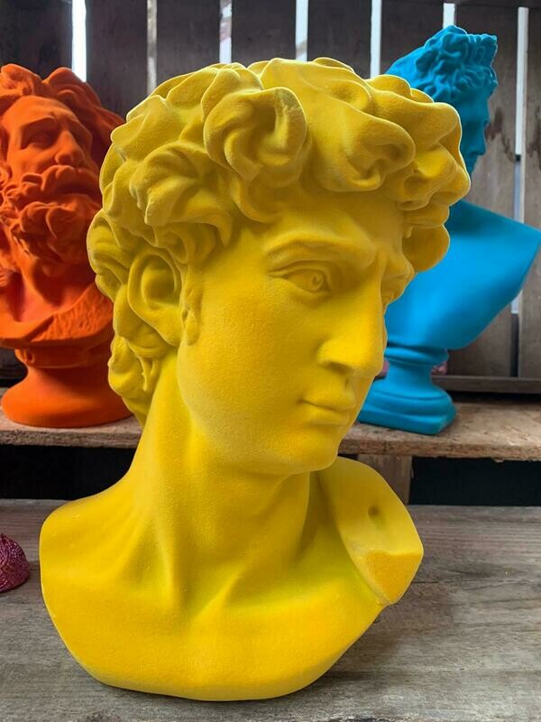 Bright Yellow Large Flock David Bust