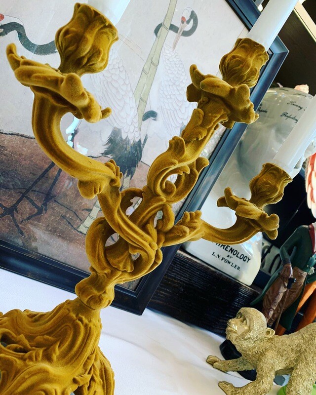 Mustard Yellow Flock Candelabra