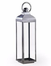 Large Square Polished Silver Lantern