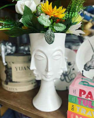 White Multi Faces Vase