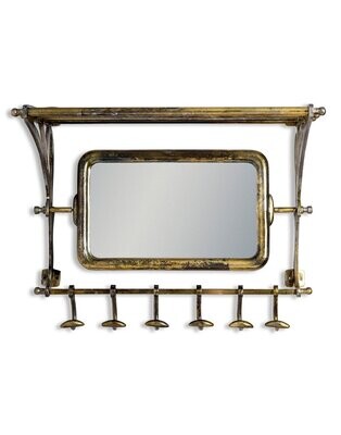 Antique Gold Luggage Rack with mirror and hooks