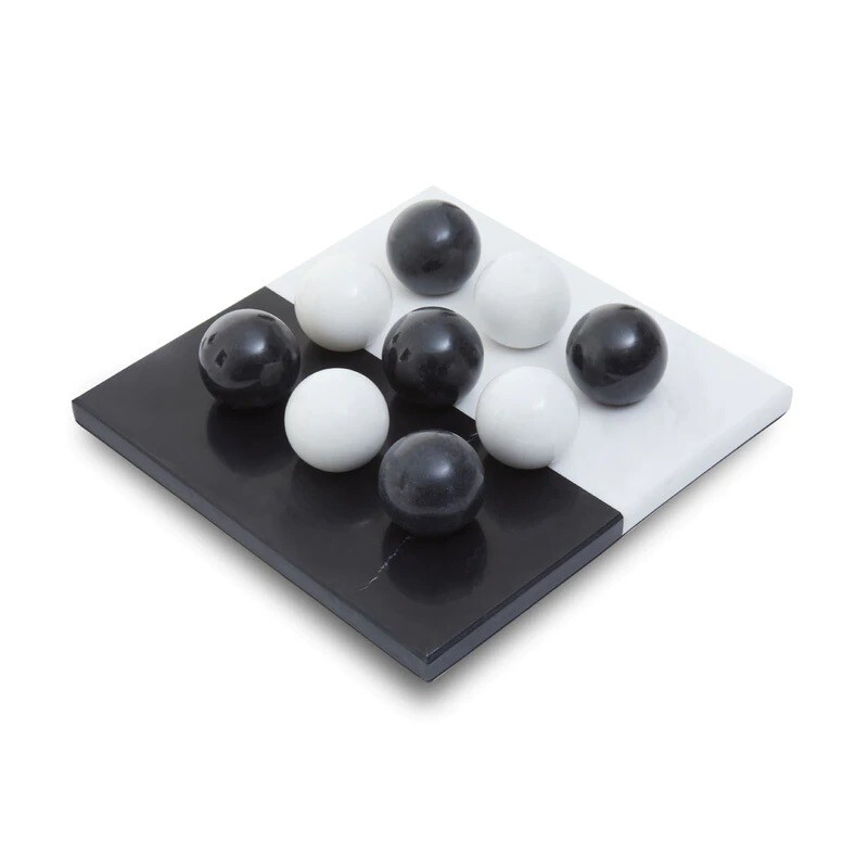 Tic Tac Toe Black & White Marble Game