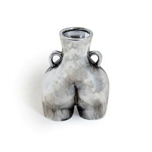 Antique Silver Medium Love Handles Booty Vase
