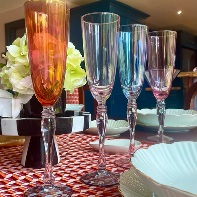 Jewel Toned Champagne Glasses set of 4