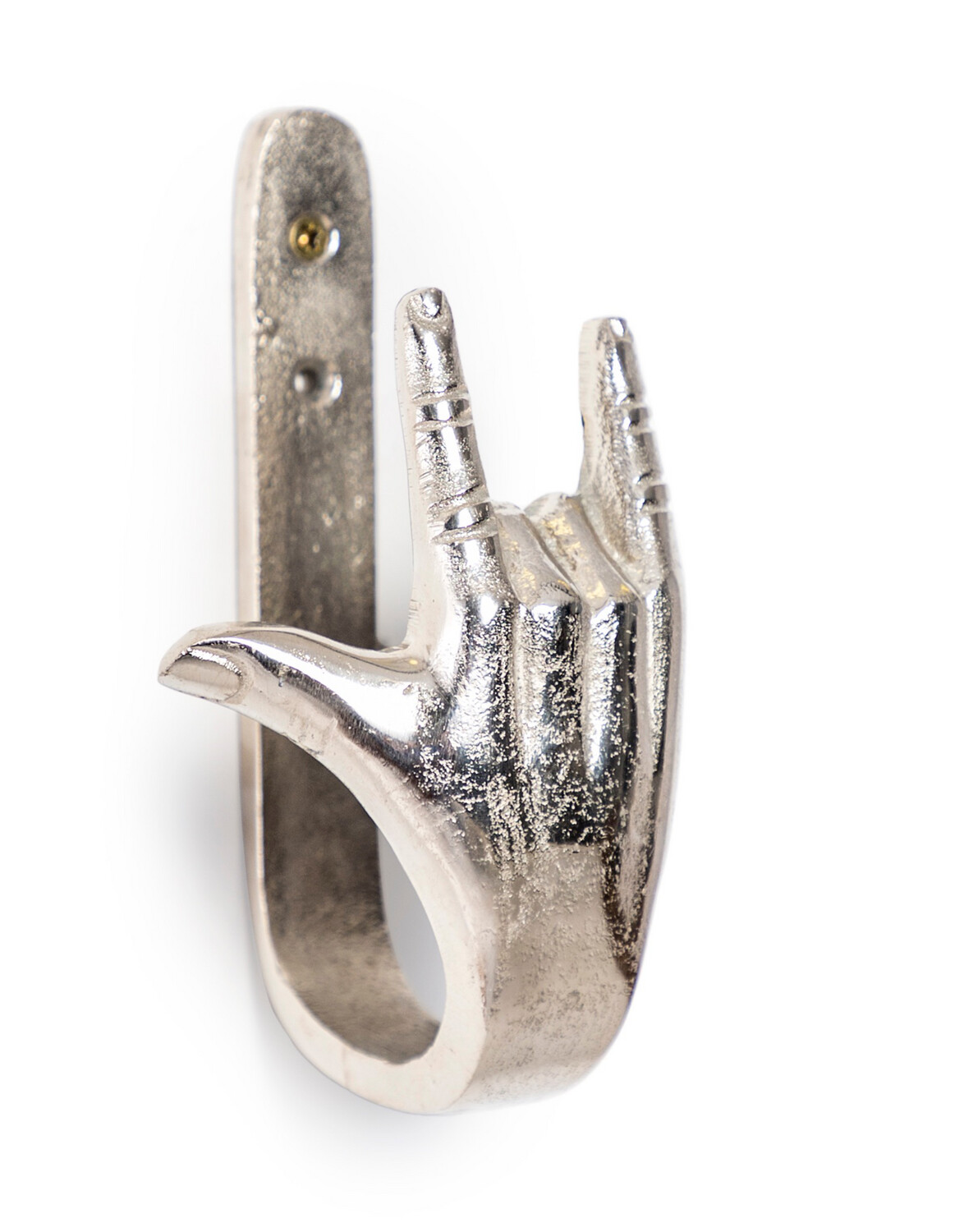 Rock on Hand Coat Hook Silver