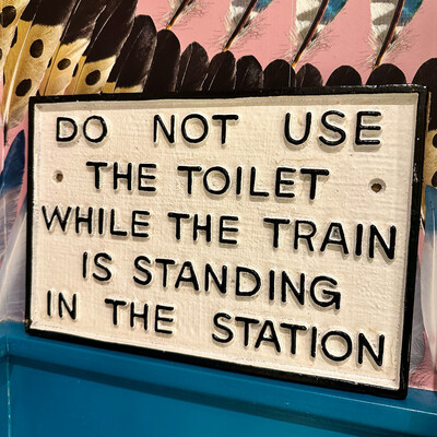 Do Not Use The Toilet While The Train Is Standing In The Station Sign