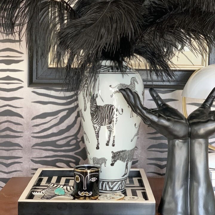 Small Lidded Zebra Ginger Jar