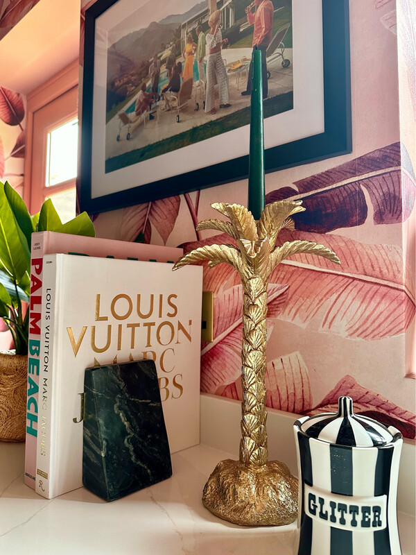 Antiqure Gold Palm Tree Candle Holder