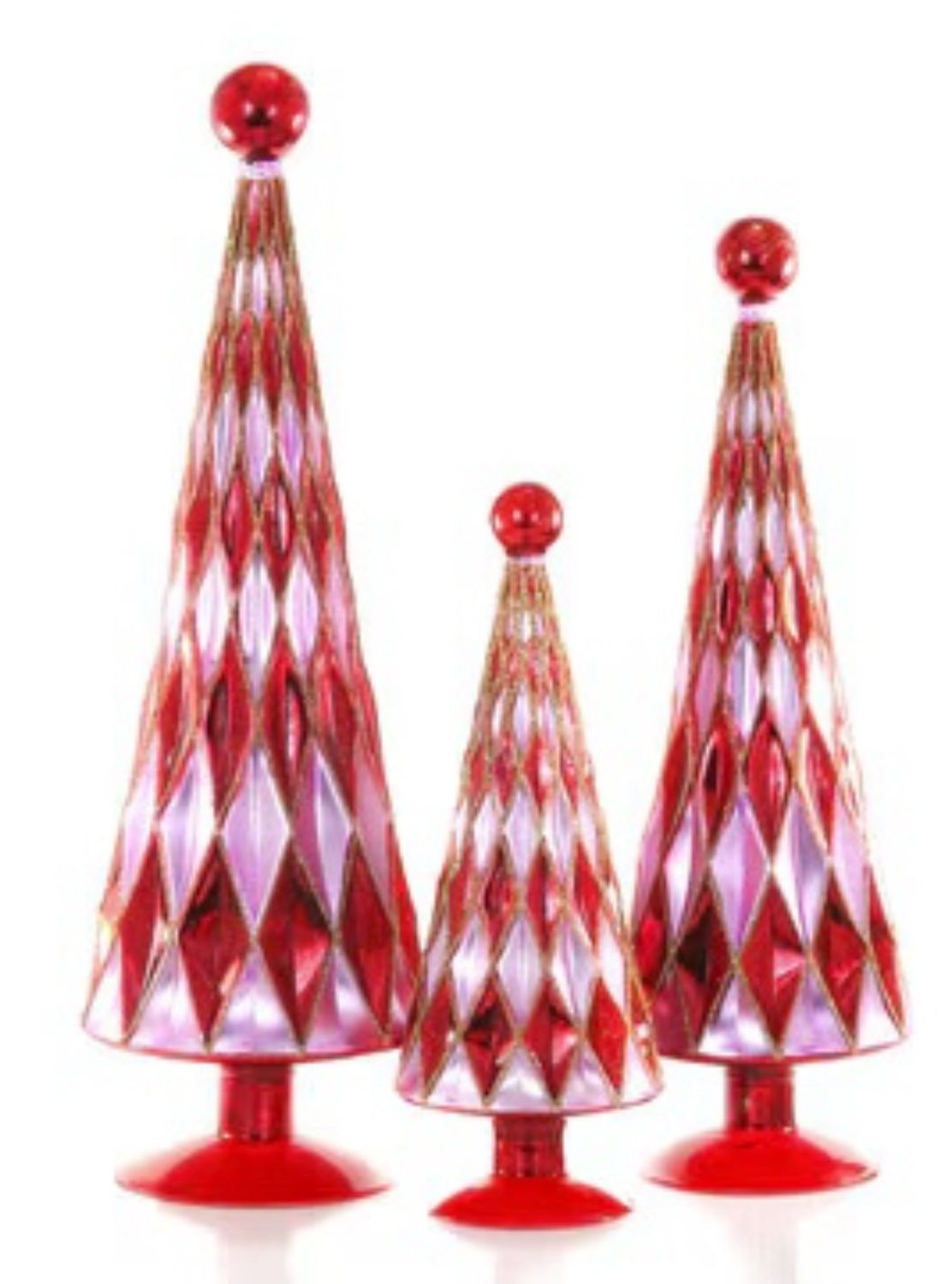 Diamond trees set of 3 in Red & Lilac