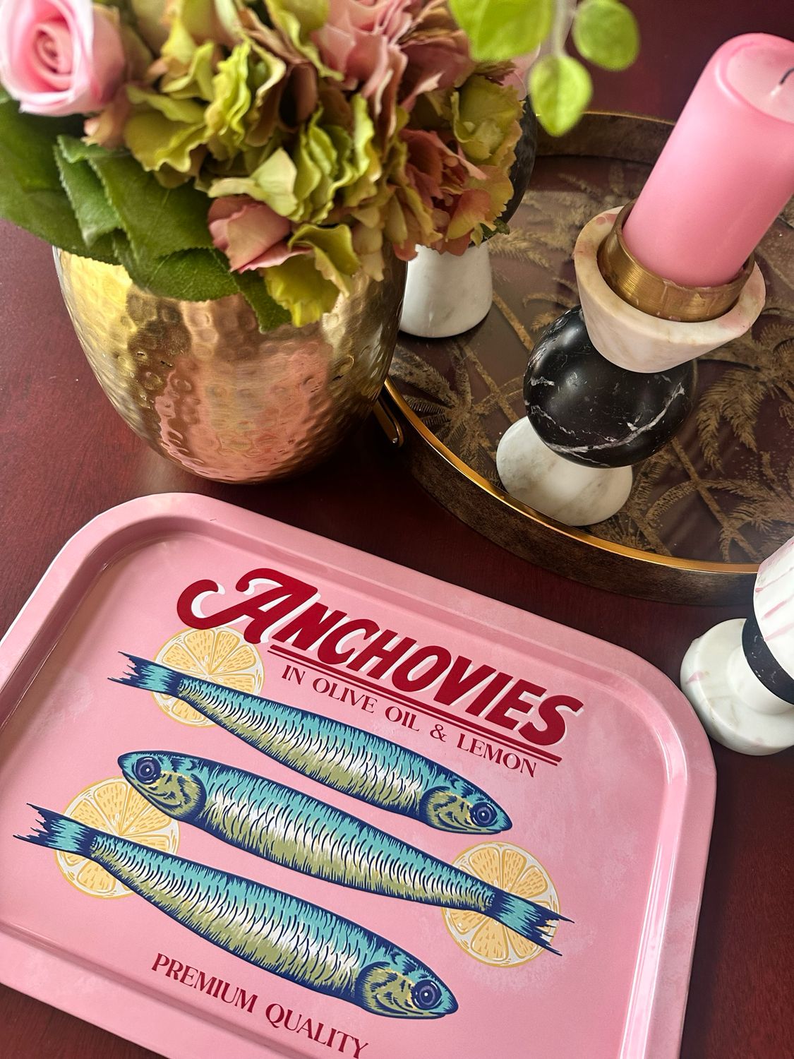 Anchovies Pink Tray Small