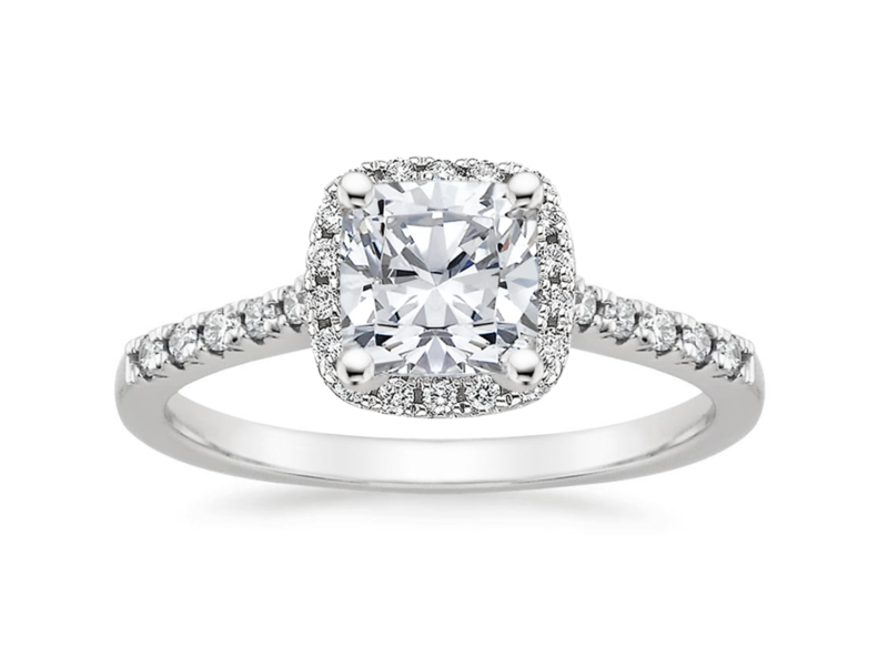 CUSHION CUT DIAMOND ENGAGEMENT RING SOLID 14K HALLMARKED WHITE GOLD RING