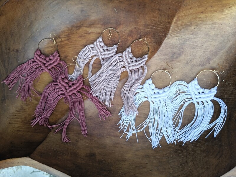 macrame fringe earrings // 2 styles