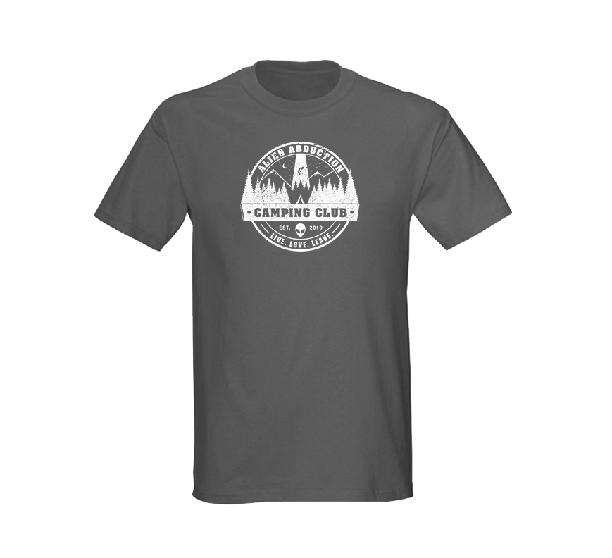 Alien Abduction Camping Club T-Shirt GREY — SCREEN PRINTED