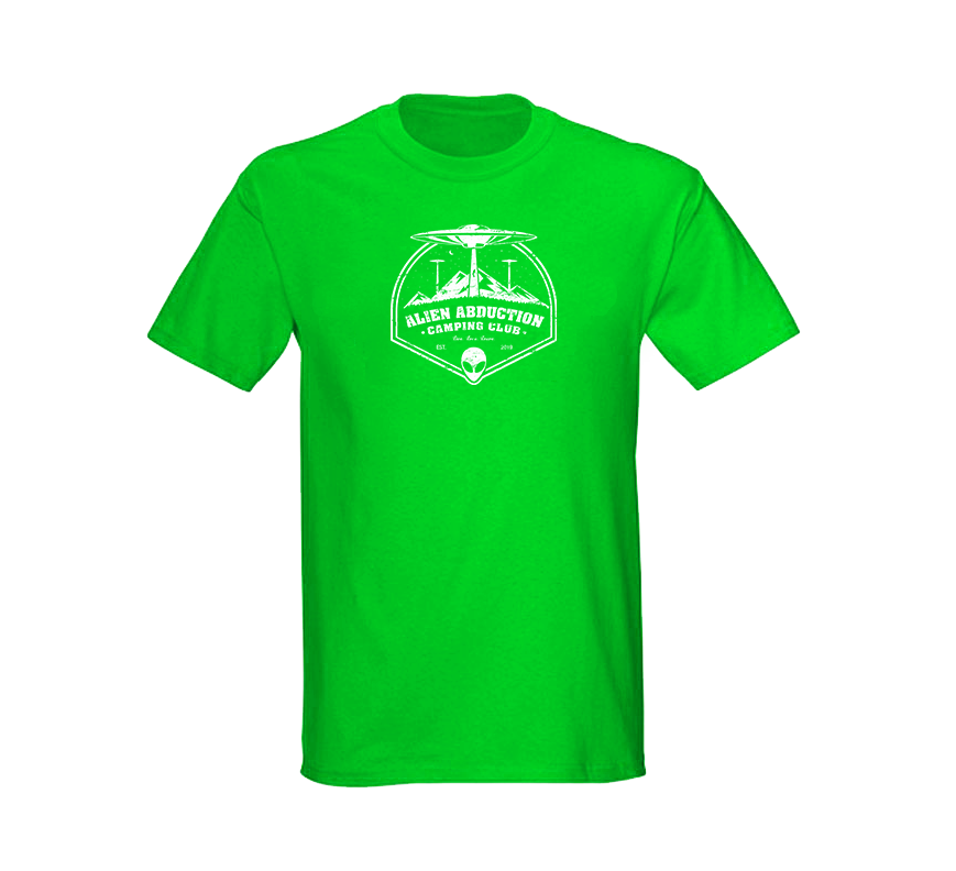 Alien Abduction Camping Club T-Shirt GREEN MOUNTAIN — SCREEN PRINTED