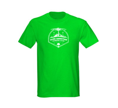 Alien Abduction Camping Club T-Shirt GREEN MOUNTAIN — SCREEN PRINTED