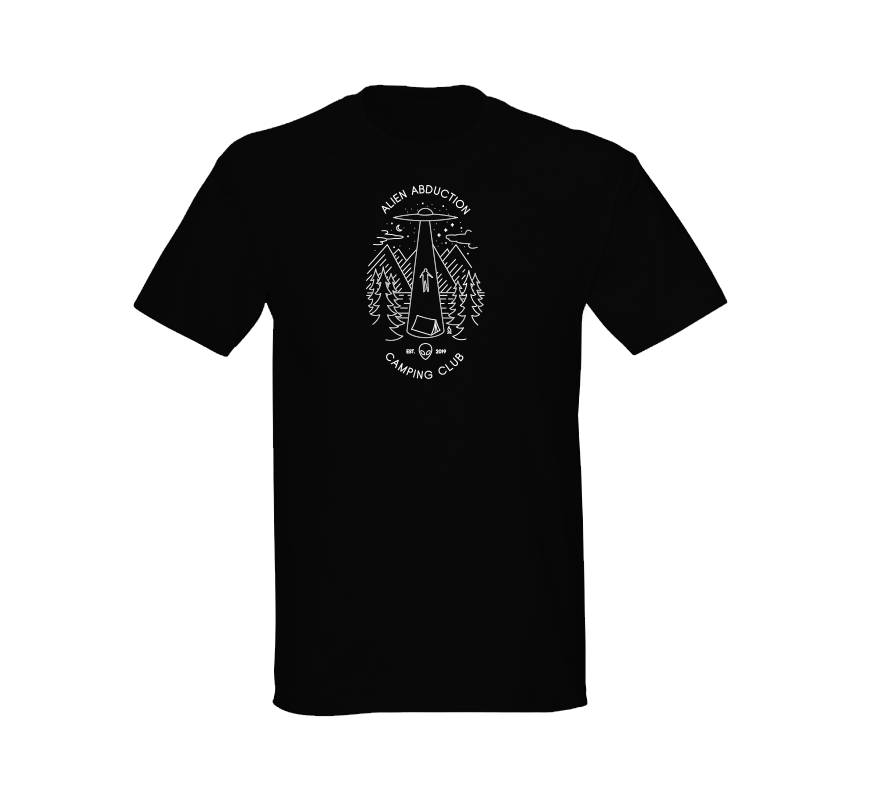 Alien Abduction Camping Club T-Shirt LINE DESIGN — SCREEN PRINTED