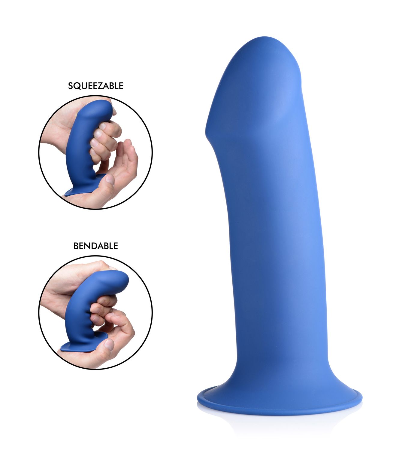 Squeezable Thick Phallic Dildo, Color: Blue