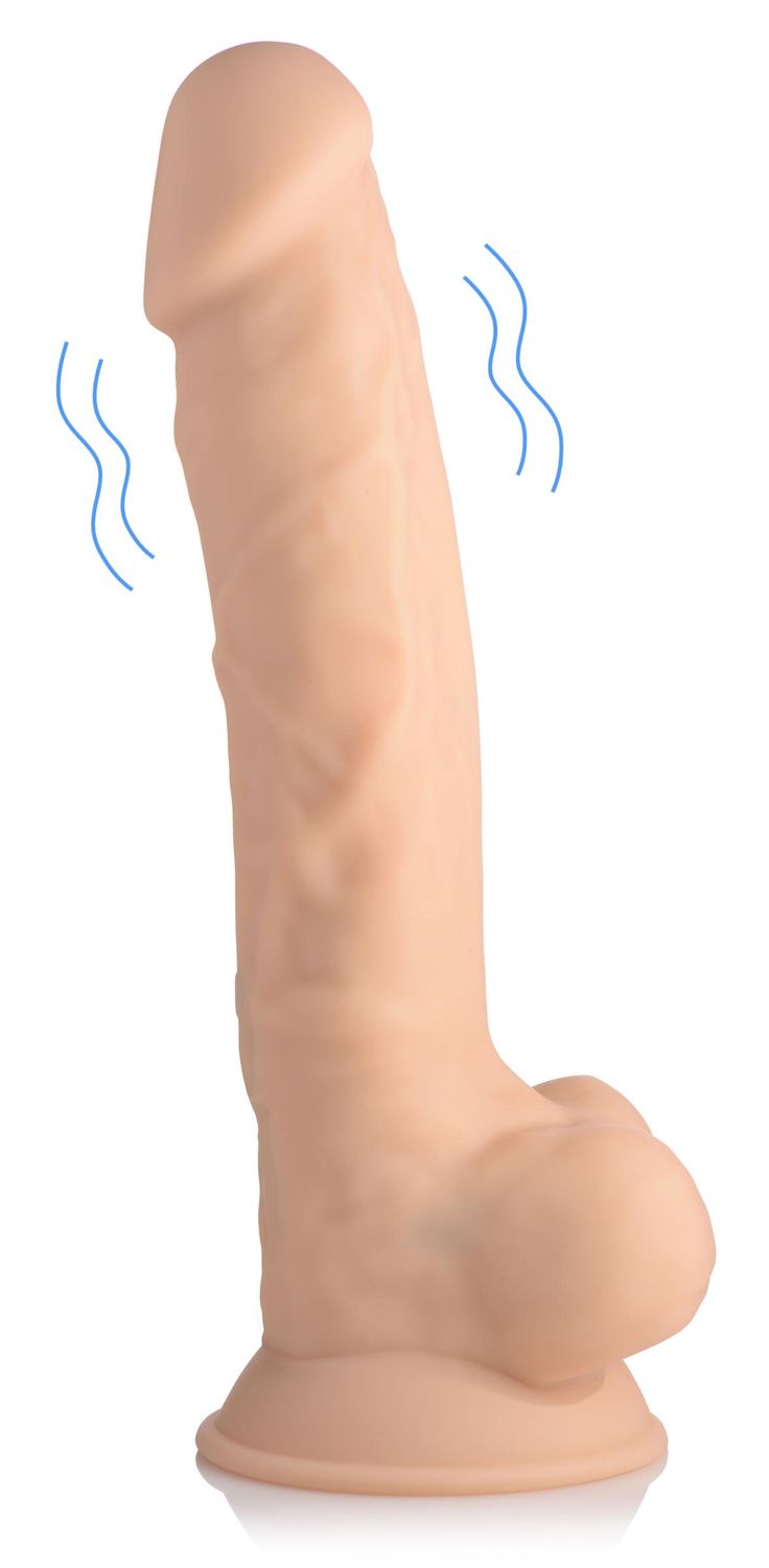 8 Inch Silexpan Hypoallergenic Silicone Vibrating Dildo, Color: Light