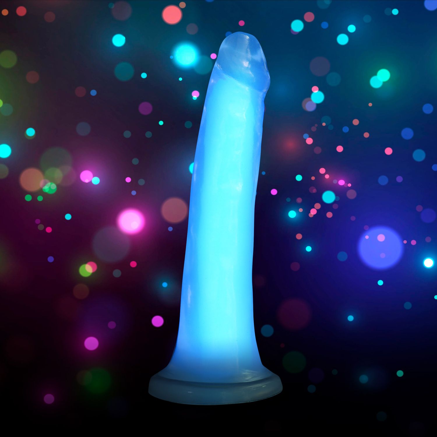 7 Inch Glow-in-the-dark Silicone Dildo, Color: Blue