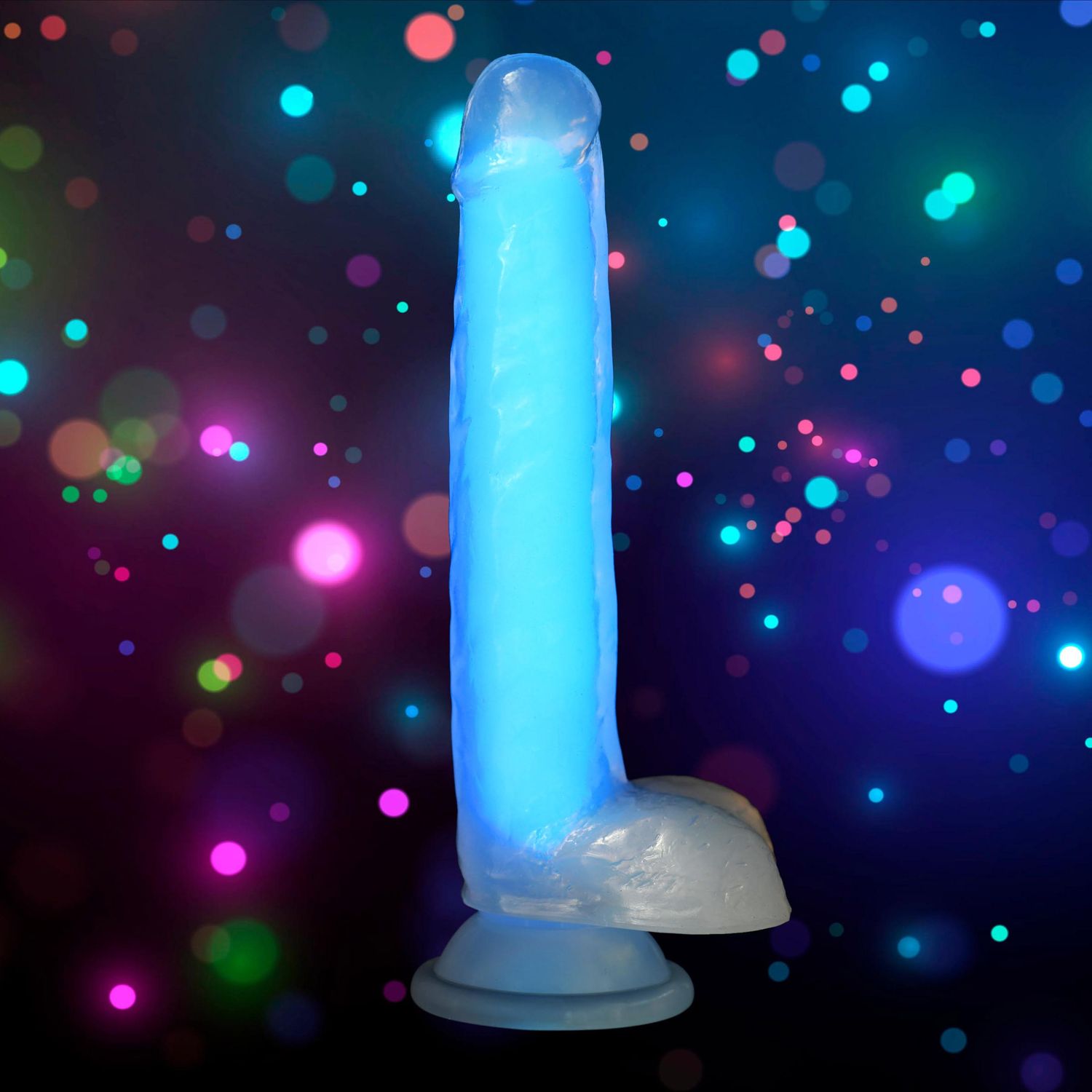 7 Inch Glow-in-the-dark Silicone Dildo With Balls, Color: Blue