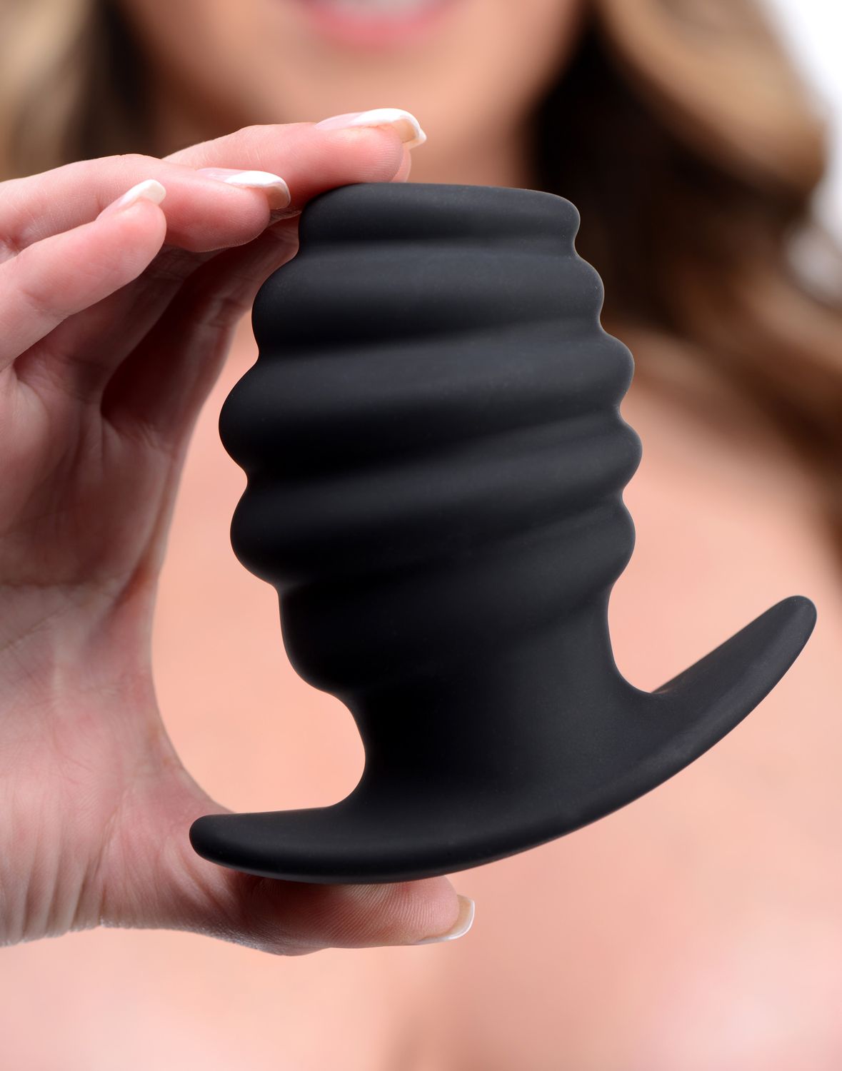 Hive Ass Tunnel Silicone Ribbed Hollow Anal Plug, Size: Large